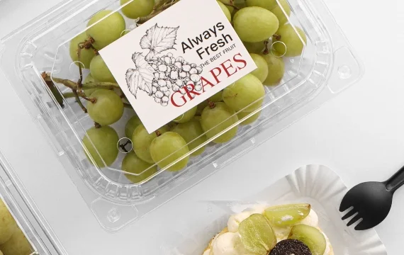 Grape clamshell packaging in use