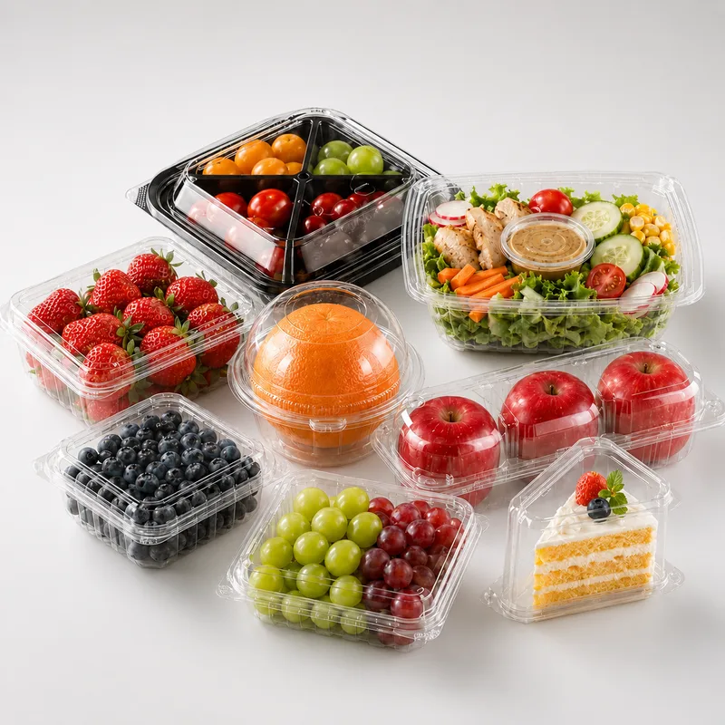 Clear plastic punnets and clamshells for blueberries, strawberries and fresh produce packaging