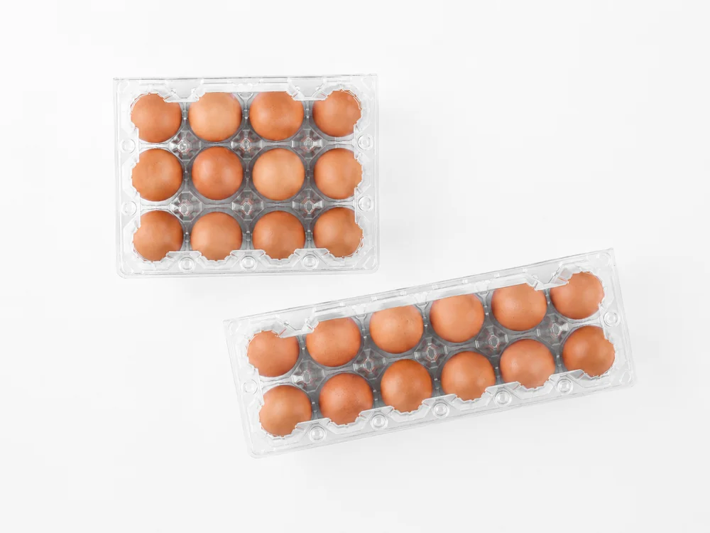 12 egg PET egg container slim layout and compact layout comparison