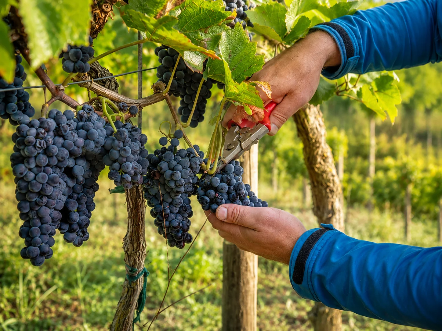 Fresh table grapes being harvested in a vineyard