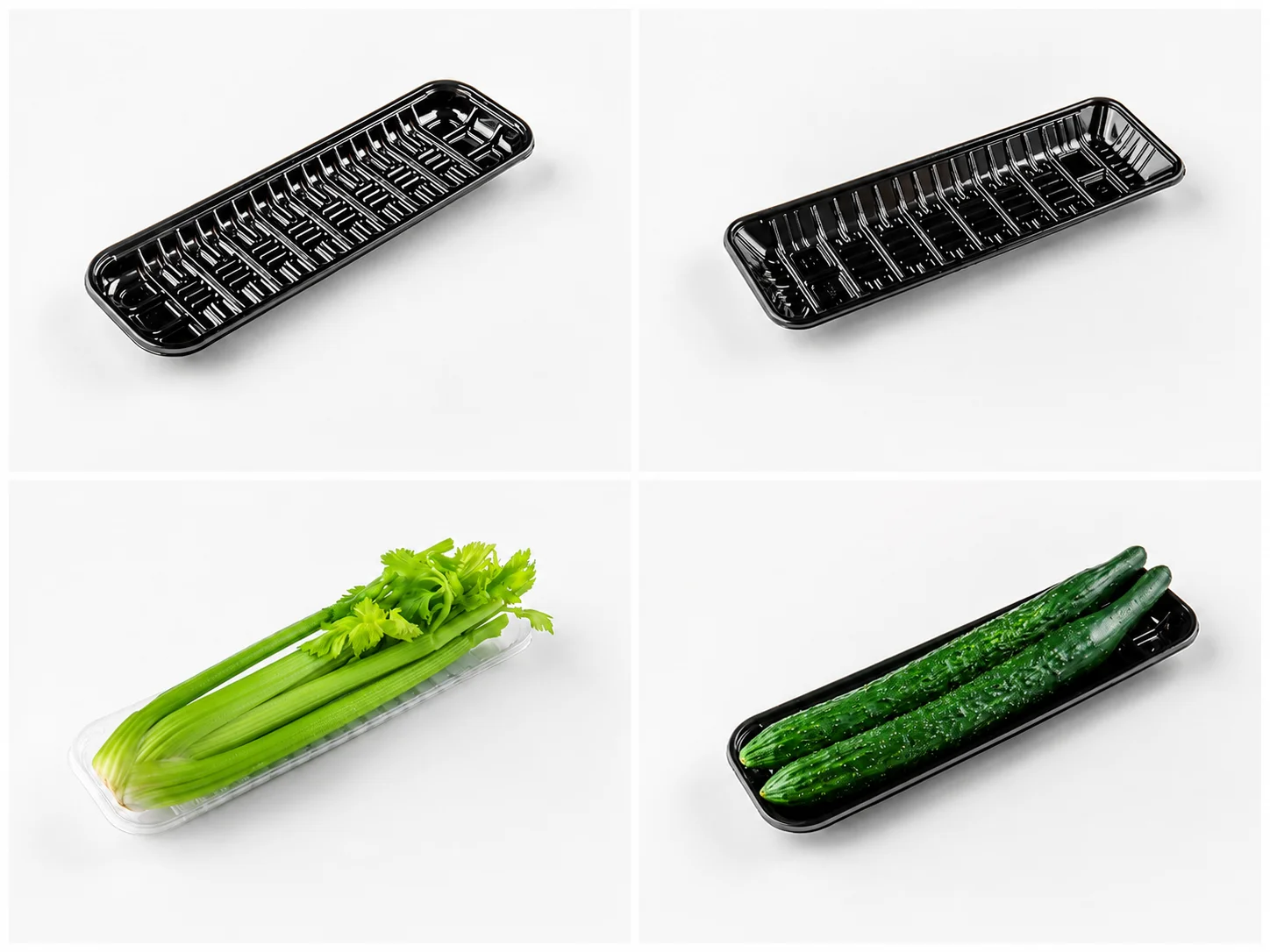 Rectangular Produce Tray Product and Lifestyle Collage