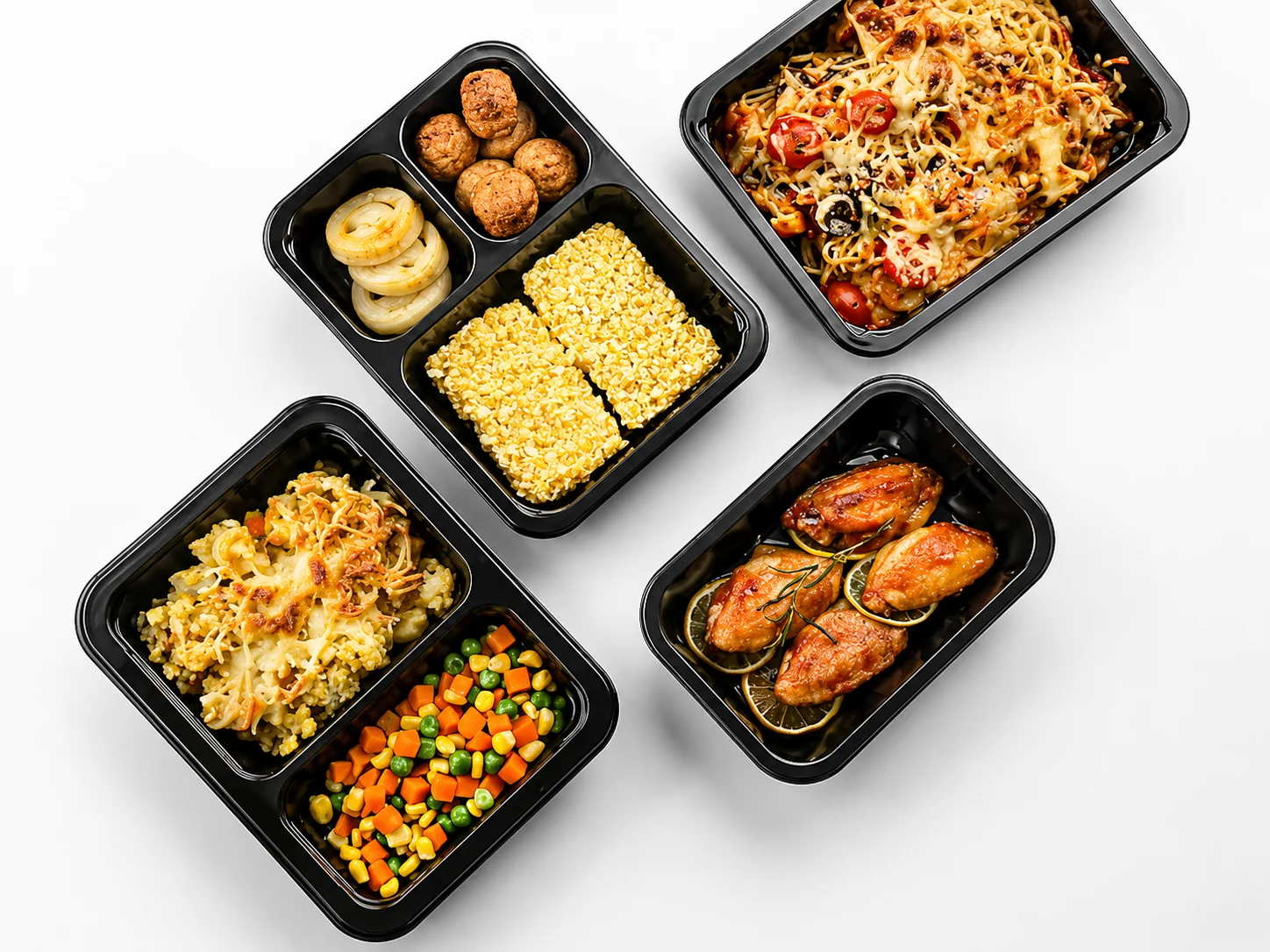 Black Compartment Meal Trays Food Display