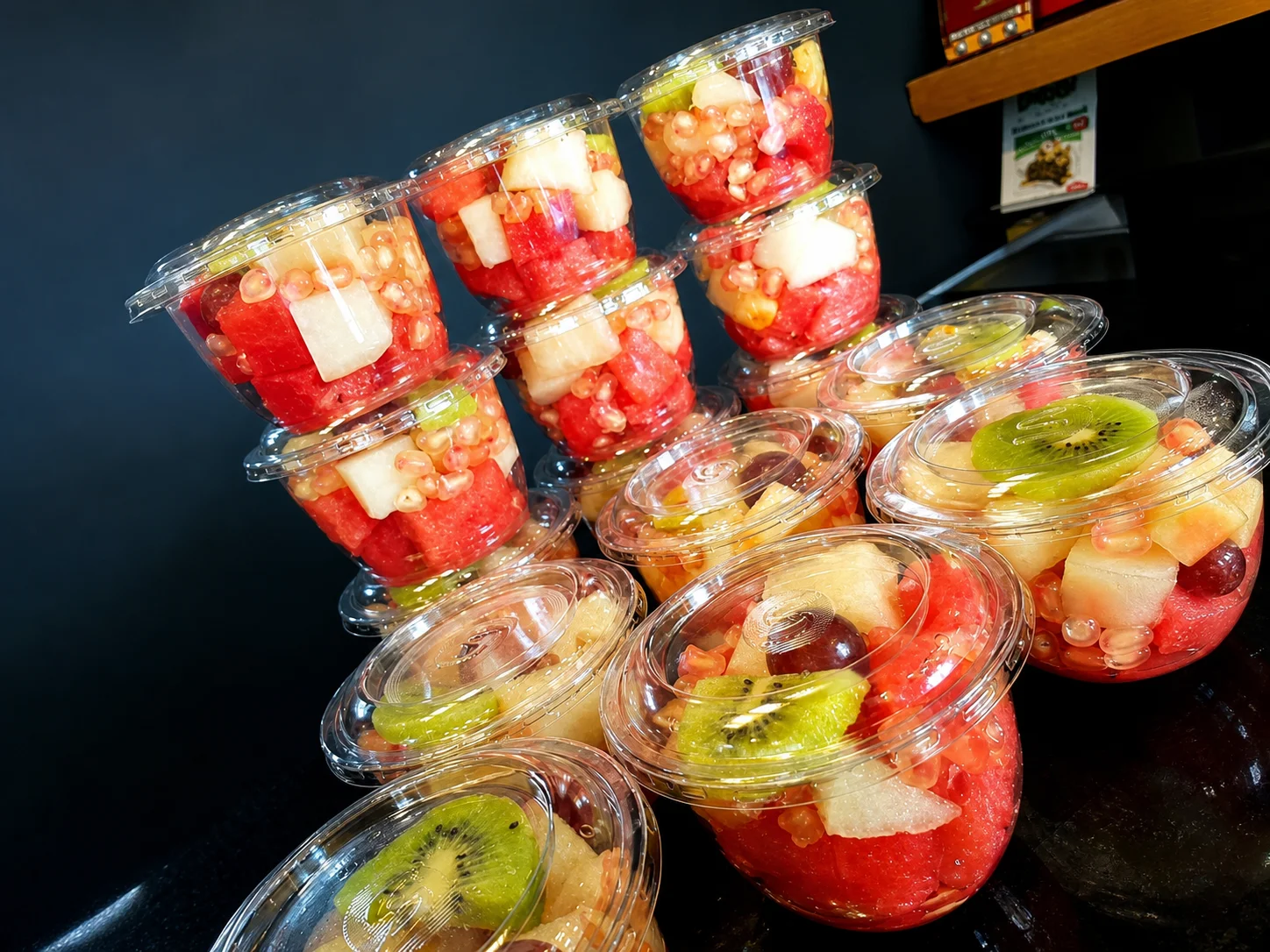Colorful Fruit Cups Display