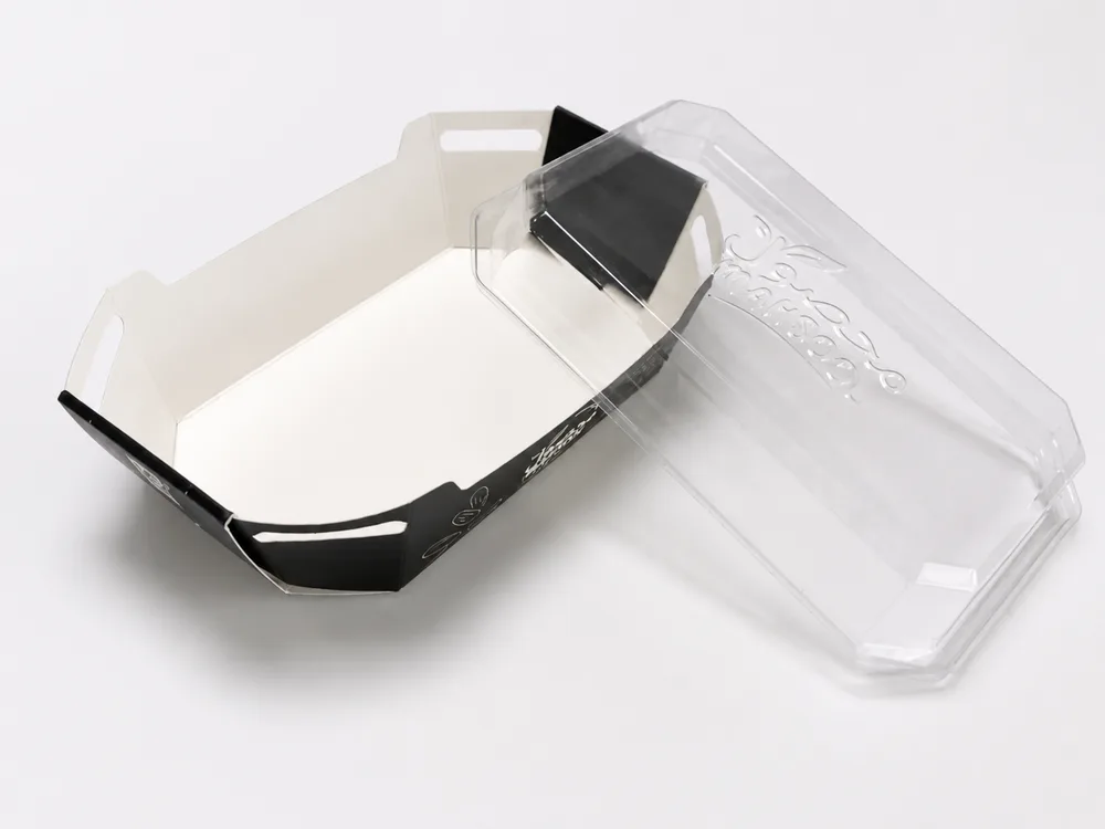 Paper Fruit Tray 03 Clear Lid