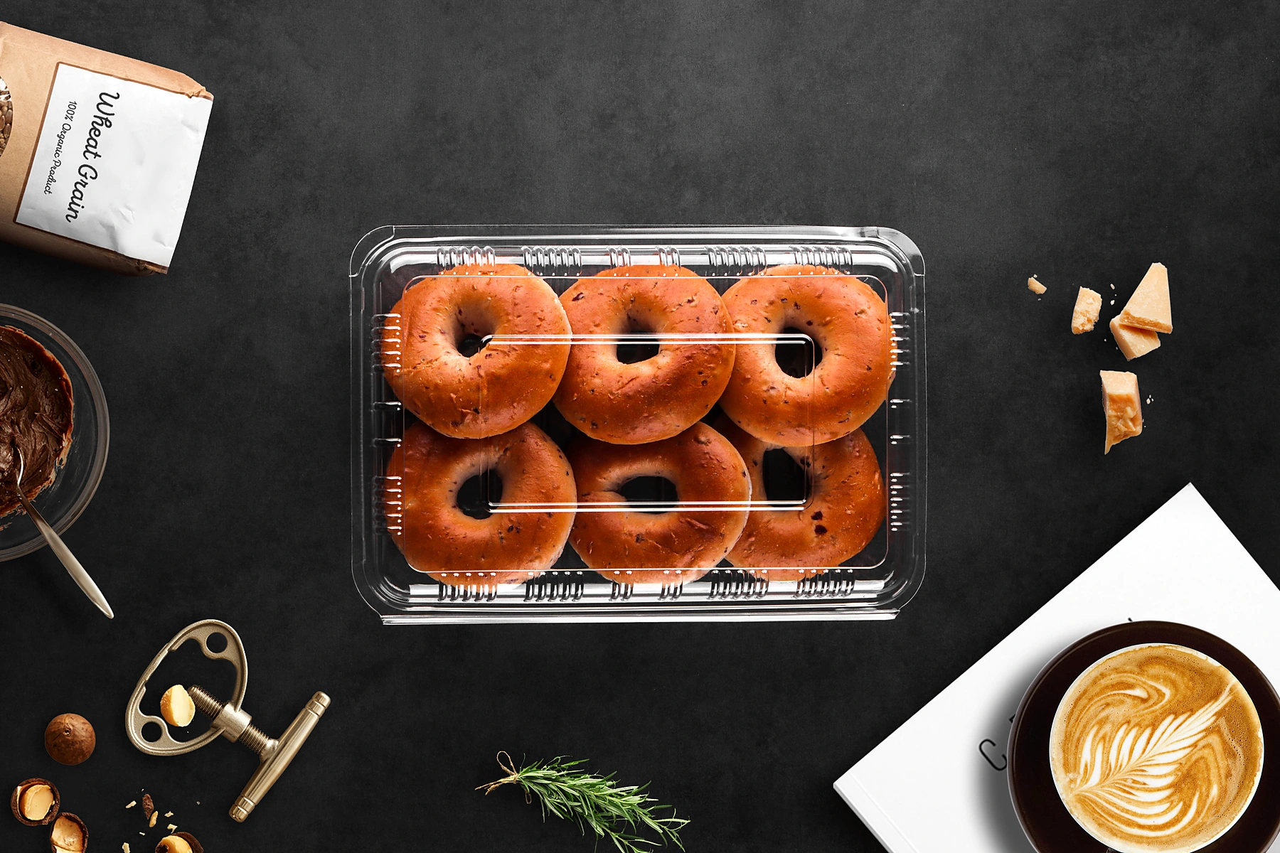 Plastic donut containers top view