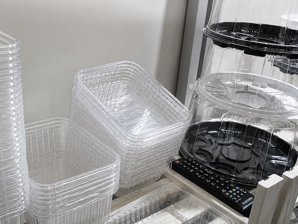 Empty clear PET containers