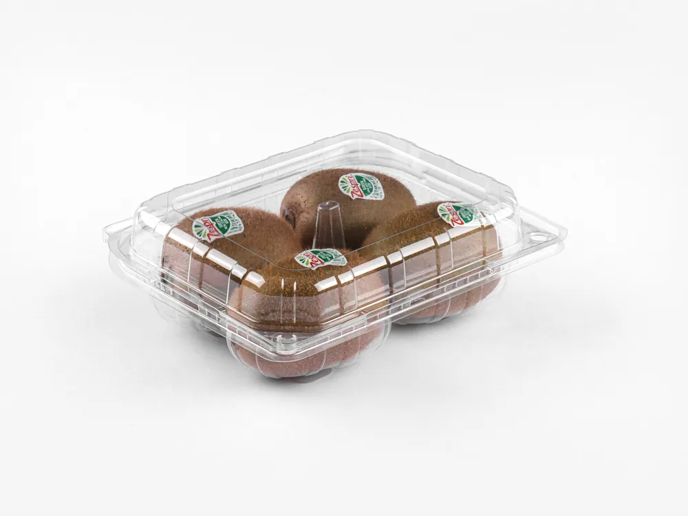 STL-033S-4 kiwi clamshell packaging featuring four fresh kiwis — clear plastic fruit container (borrowed from 白底图1)