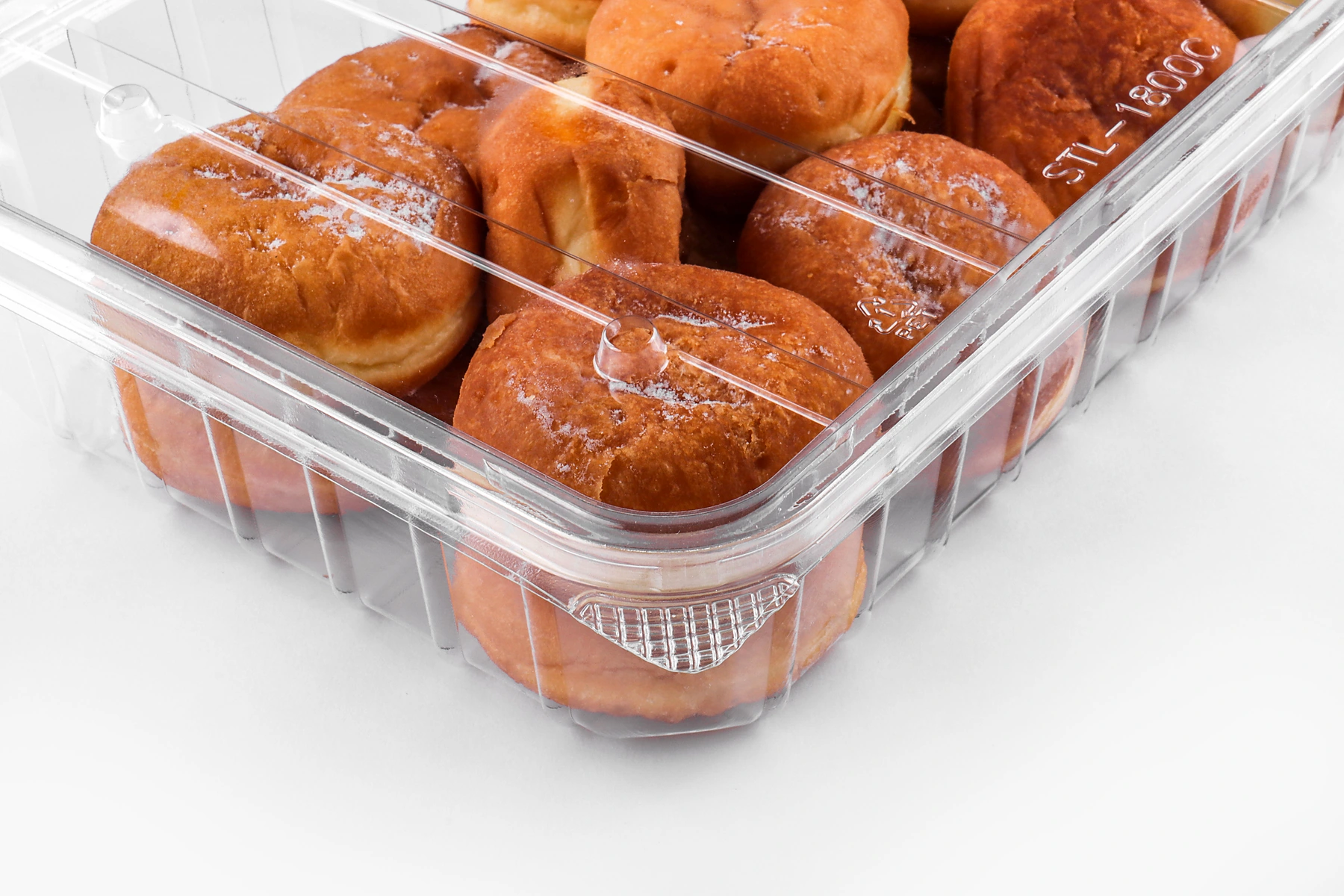 STL-1800C plastic donut container on white background