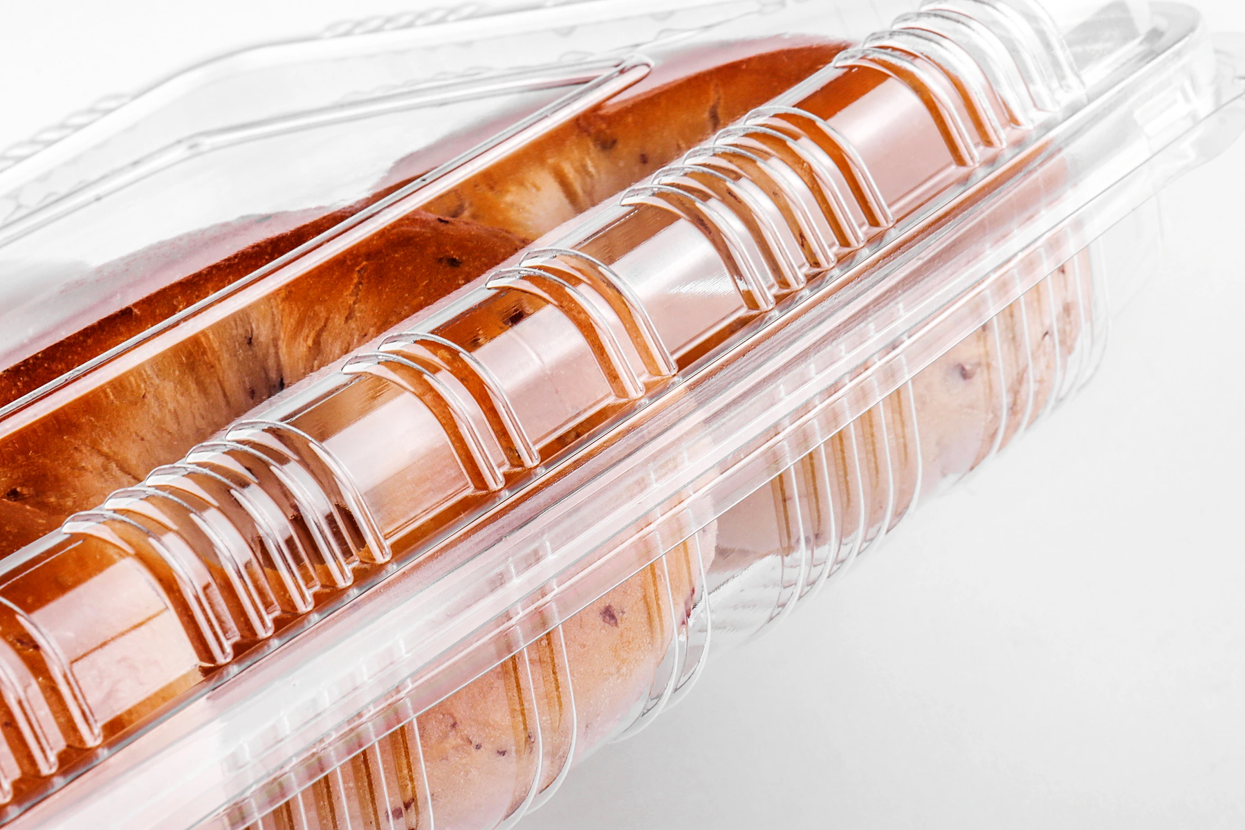 STL-98 plastic donut container close-up detail