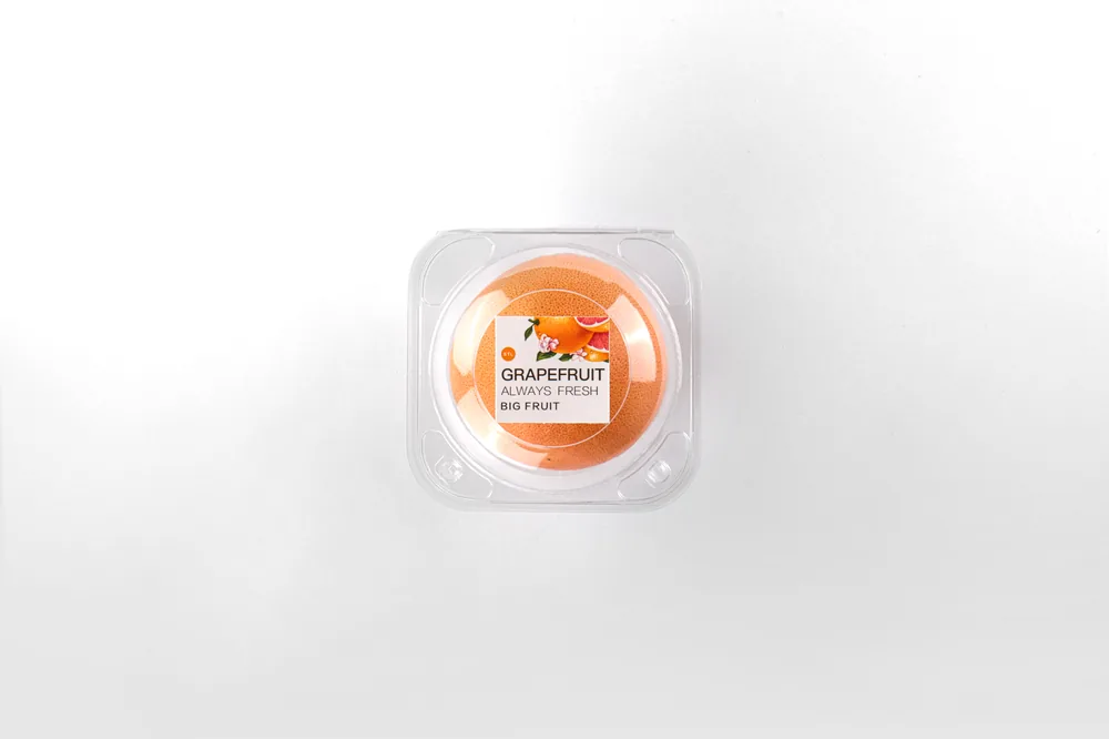 STL-AP1D 1-cavity apple clamshell container holding one fresh apples (white bg)