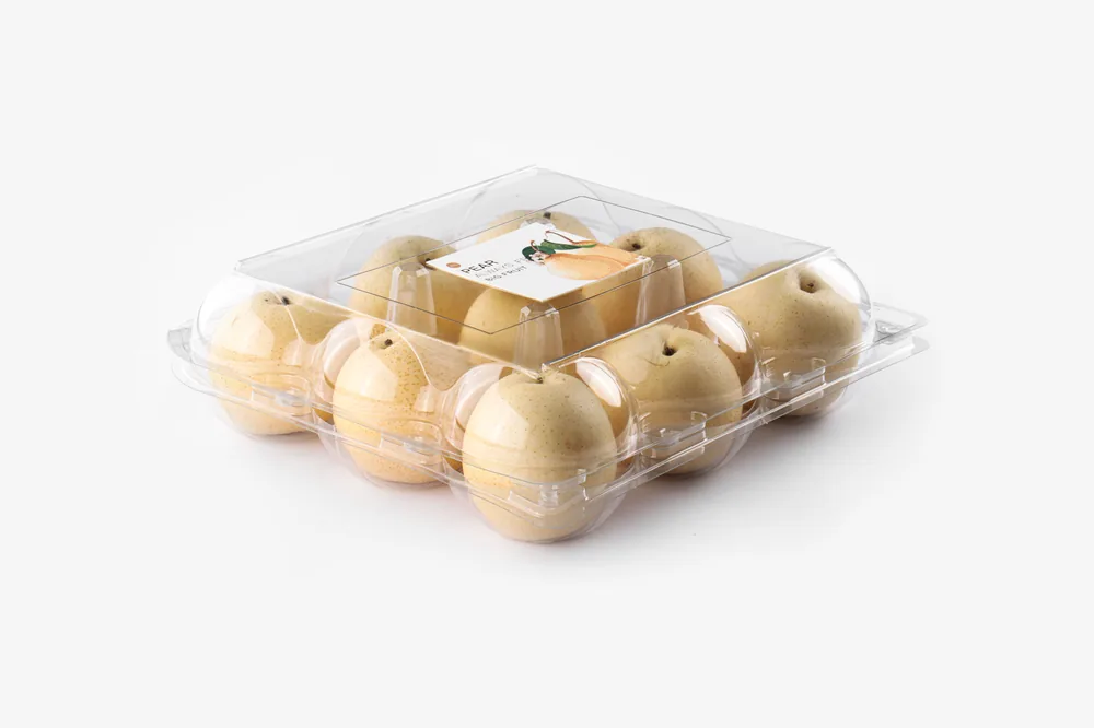 STL-AP9D apple and pear clamshell packaging featuring nine fresh fruits — clear plastic fruit container