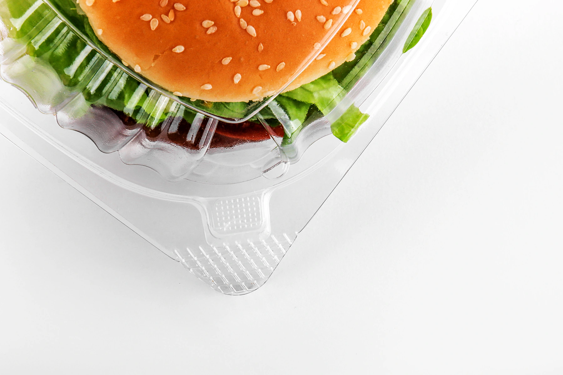 STL-HL001 plastic burger container close-up detail