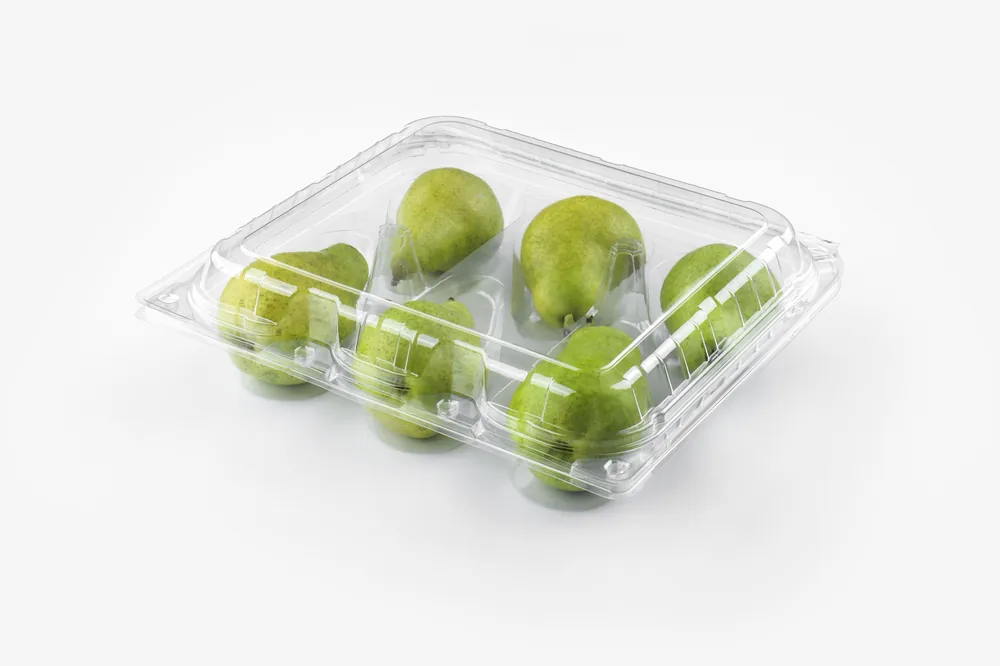 STL-L06 fruit clamshell packaging featuring six fresh fruits — clear plastic fruit container