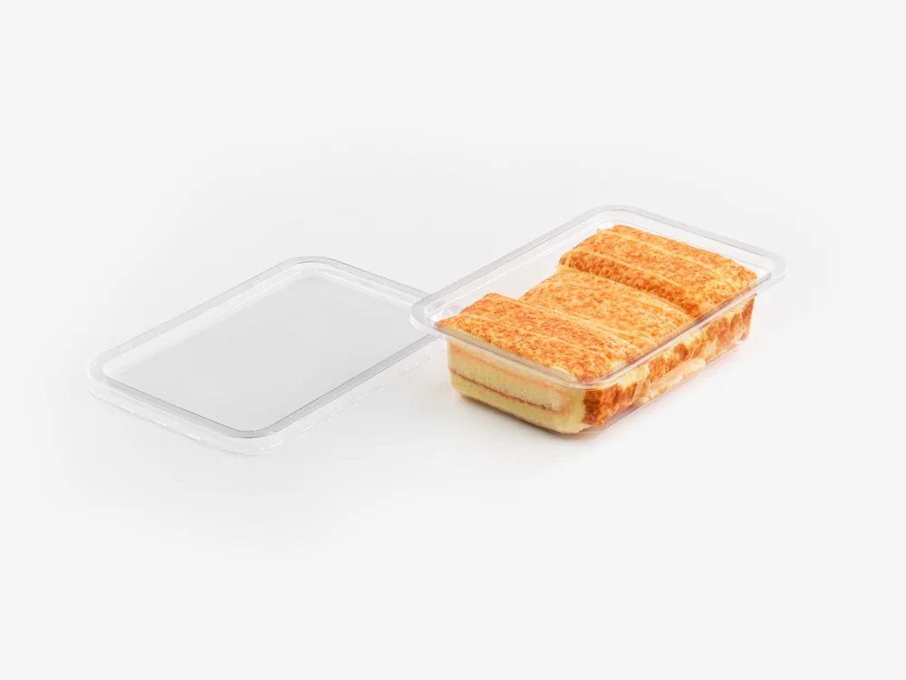 Separate-lid food containers for salads, deli foods and ready-to-eat meals